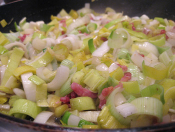 Bacon and leeks - before